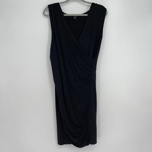 ANN TAYLOR BLACK STRETCH V-NECK SLEEVELESS DRESS MEDIUM